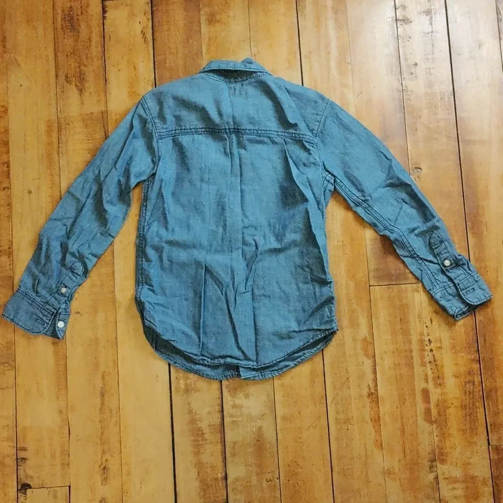 Carters Denim Button Up Shirt size 6 Long Sleeve Cotton Spring Easter
